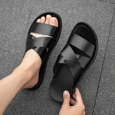 GENUINE LEATHER RUBBER SOLE NON-SLIP SANDAL GB-1014